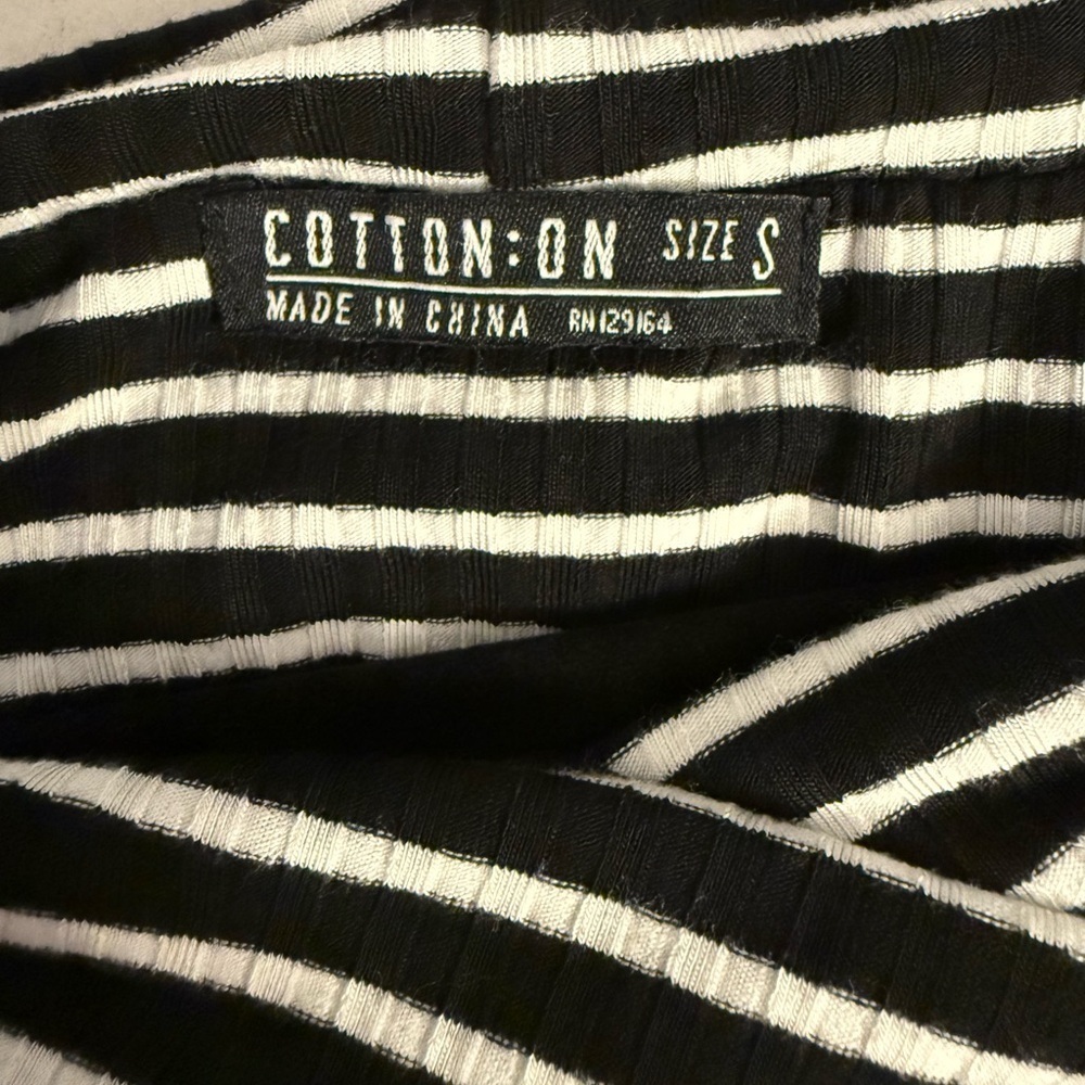 Cotton On Striped Print Ribbed Crossover Long Sleeve Top Size Small Preppy Y2K - Picture 13 of 14